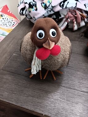Brown Plush Thanksgiving Turkey with Red Accent - Pet Bird Accessory